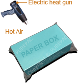 apply heat onto shrink film pouch