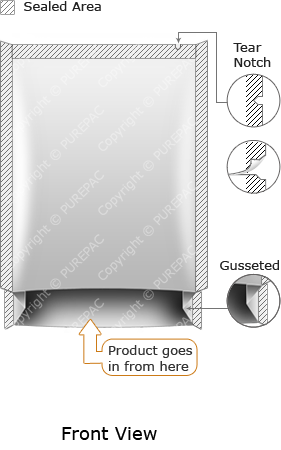 quad seal + gusseted - front view