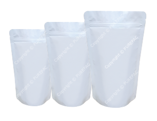 stand pouch zipper aluminium white colour